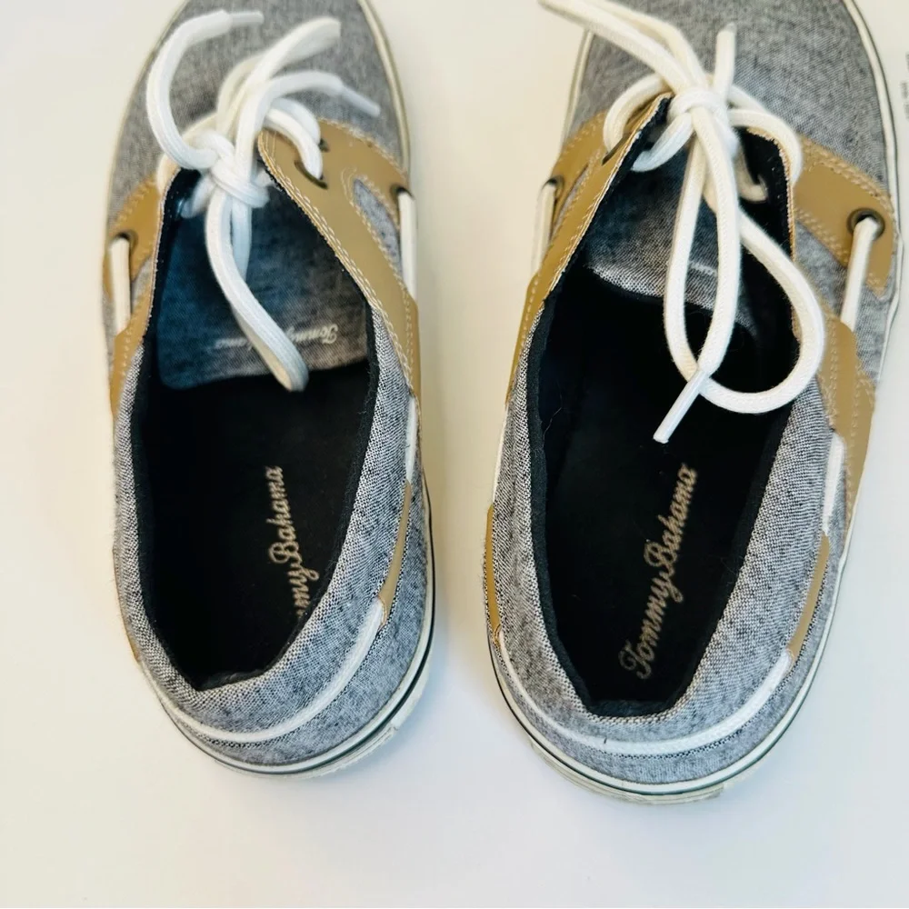 Tommy Bahama Gray Tan Boat Shoes‎ Men’s Size 9D